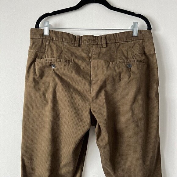 E.T.A Men's Pants Size 34 Brown Chino Slim Fit Geometric Diamond Dot Pattern - Picture 9 of 10
